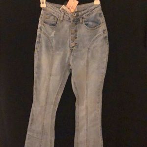 Jeans by Oh Polly NWT size 2 high waisted button fly, split bottom